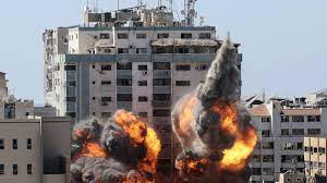 Israel bombs Al Jazeera, Associated PressA ball of fire erupts from the Jala  Tower as it is destroyed in an Israeli air strike. Picture: Mahmud Hams/AFP  - ACQRO